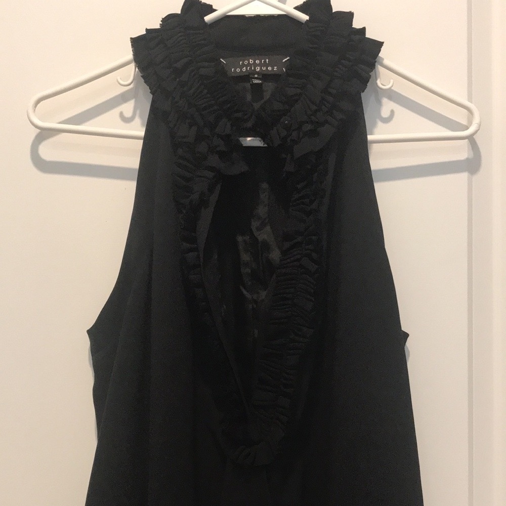Robert Rodriguez Silk Ruffle Neck Cocktail Mini Halter Racerback Dress holiday - Picture 11 of 15